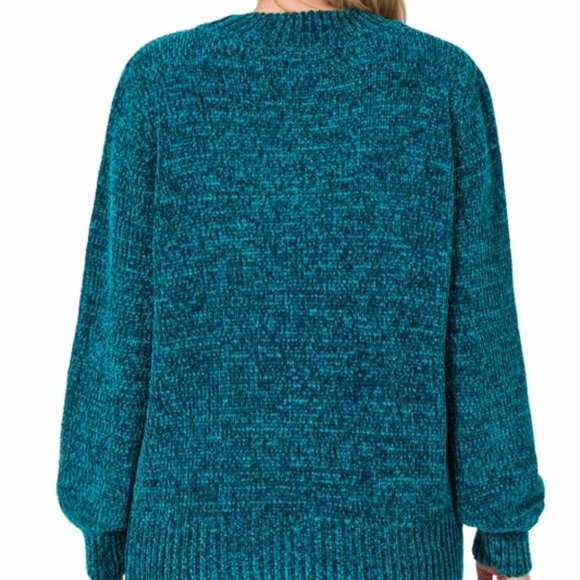 Balloon Sleeve Chenille Sweater - Picture 2 of 4